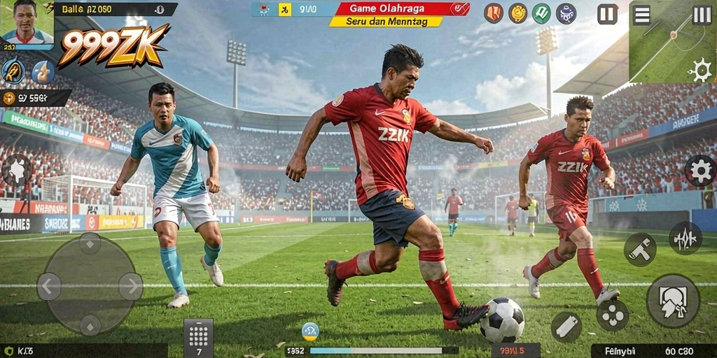 Tampilan gameplay seru dalam aplikasi 999ZK yang menampilkan pertandingan olahraga.