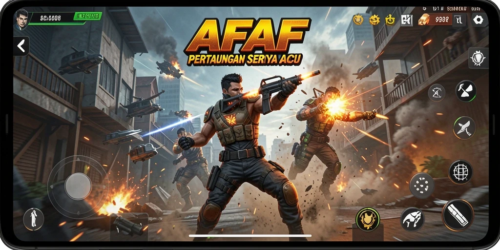 Tangkapan layar utama <strong>AFAF</strong> menampilkan pertarungan aksi yang mendebarkan.