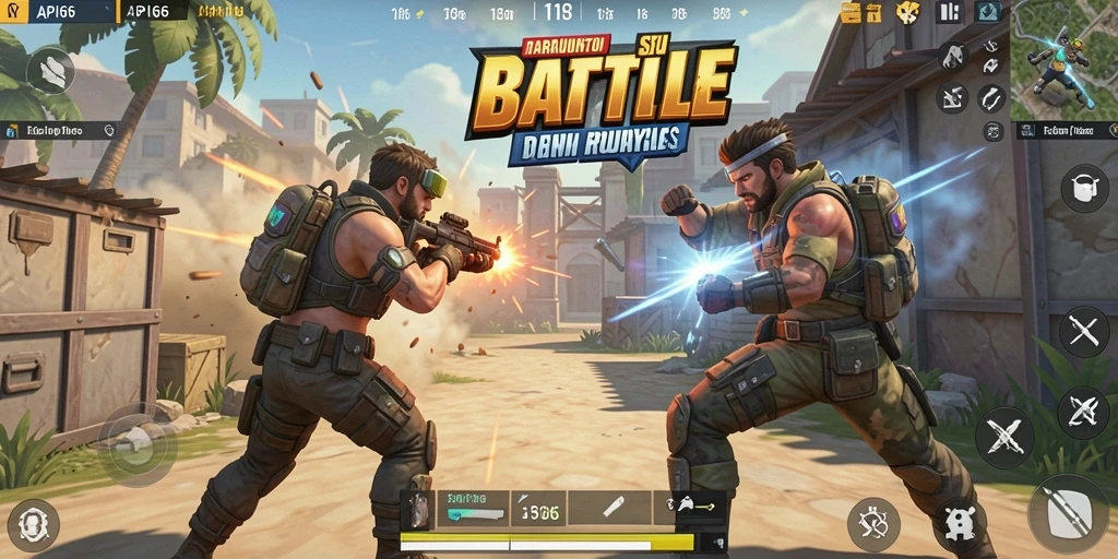 Tampilan gameplay seru dalam pertarungan Battle Royale.