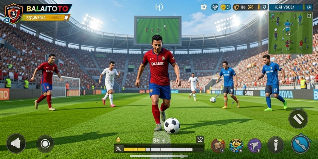 Screenshot menarik dari gameplay BALAITOTO yang penuh aksi sepak bola.