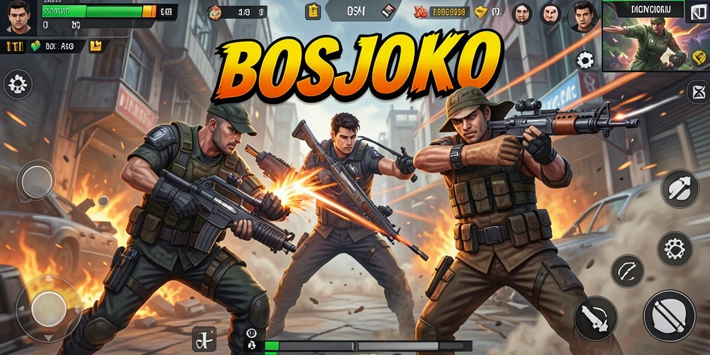 Tangkapan layar game BOSJOKO menunjukkan aksi pertarungan yang mendebarkan.