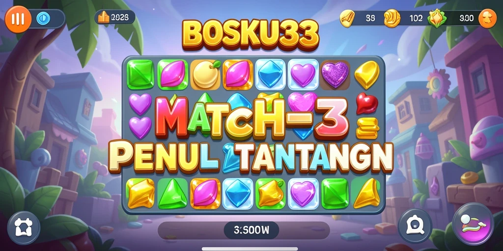 Gameplay seru BOSKU33 dengan tantangan Match-3 yang menarik.
