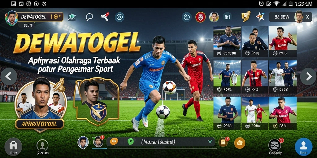 Tampilan utama DEWATOGEL dengan berbagai fitur olahraga menarik.