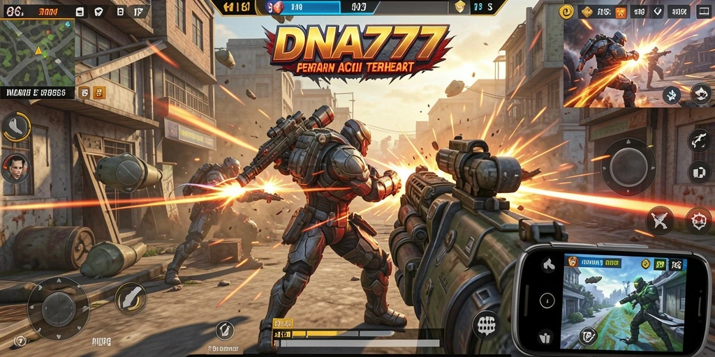 Tampilan gameplay seru dari DNA777 dengan aksi tembak-menembak yang intens.