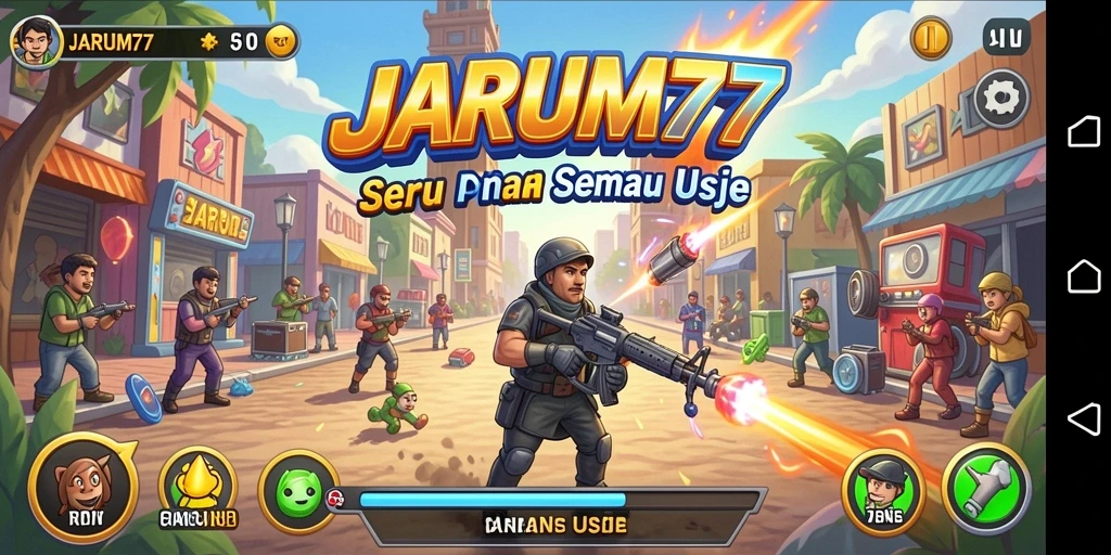 Tampilan gameplay seru JARUM77 dengan tantangan Arcade yang mendebarkan.