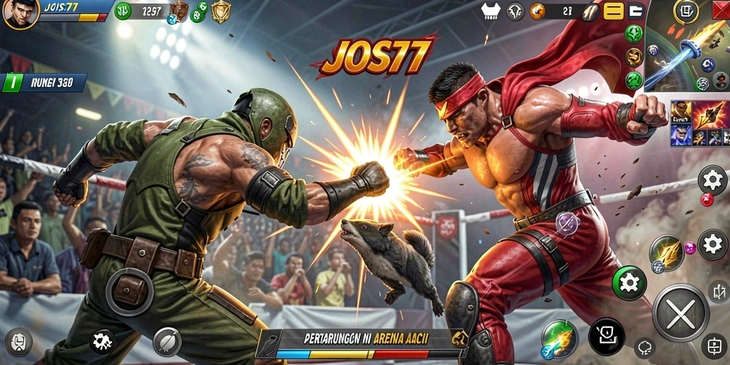 Tampilan aksi seru dalam permainan Fighting JOS77.