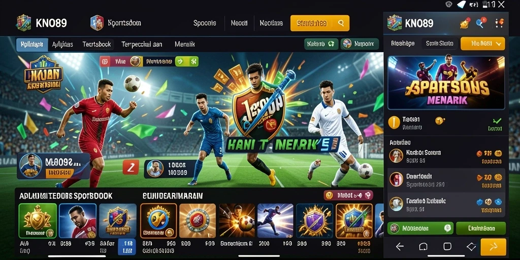 Screenshot aplikasi KNO89 menampilkan antarmuka taruhan olahraga yang menarik.
