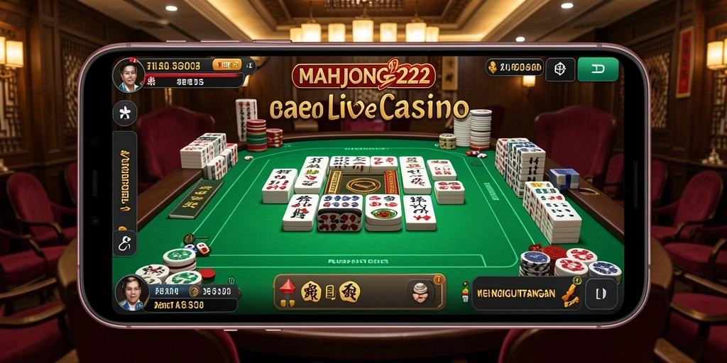 Screenshot gameplay MAHJONG222 yang menampilkan dealer dan pemain dalam suasana Live Casino.