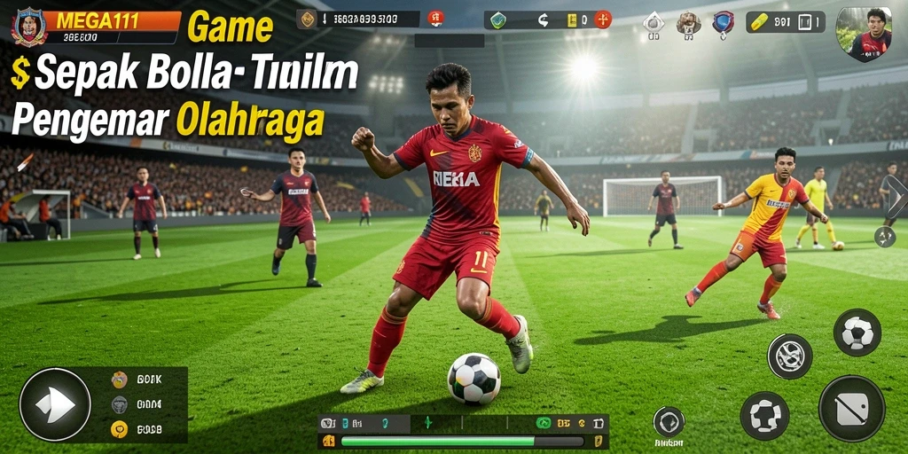 Tampilan gameplay MEGA111 yang realistis dalam setiap pertandingan sepak bola.