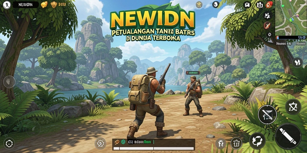 Screenshot gameplay NEWIDN yang menampilkan eksplorasi dunia terbuka yang menakjubkan.