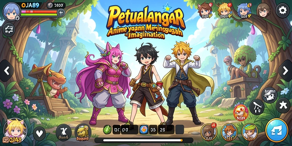 Contoh gameplay seru dalam OJA89 dengan karakter anime ikonik.