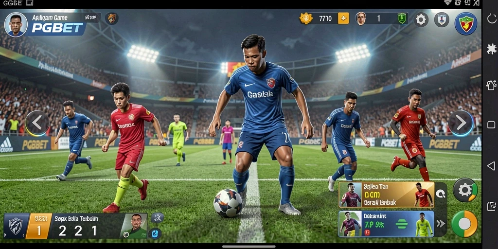 Tangkapan layar PGBET menampilkan aksi permainan sepak bola yang dinamis.