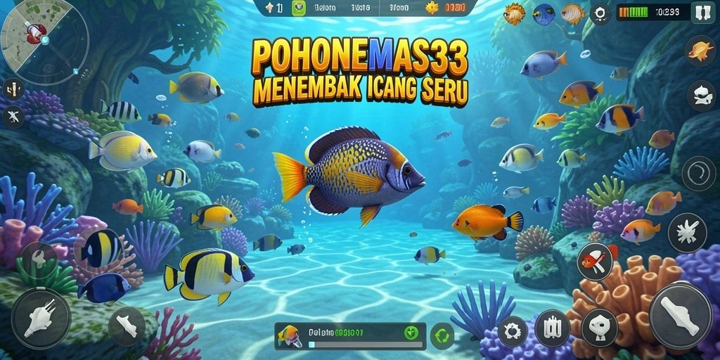 Tampilan gameplay seru dari POHONEMAS33 saat menembak ikan.