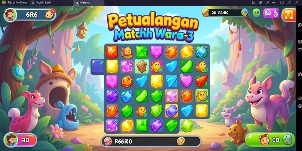 Gameplay R6R6 yang seru dalam setiap level Match-3.