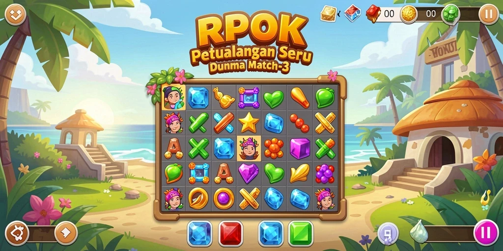 Screenshot gameplay RPOK yang menampilkan aksi seru Match-3.