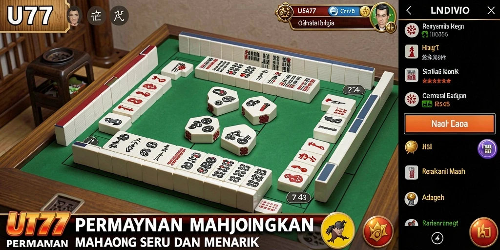 Screenshot UT77 menampilkan aksi seru permainan Mahjong.