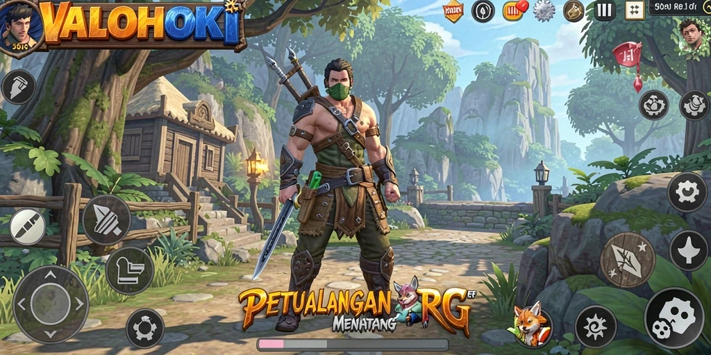Tampilan gameplay seru dalam VALOHOKI dengan aksi RPG yang mendebarkan.